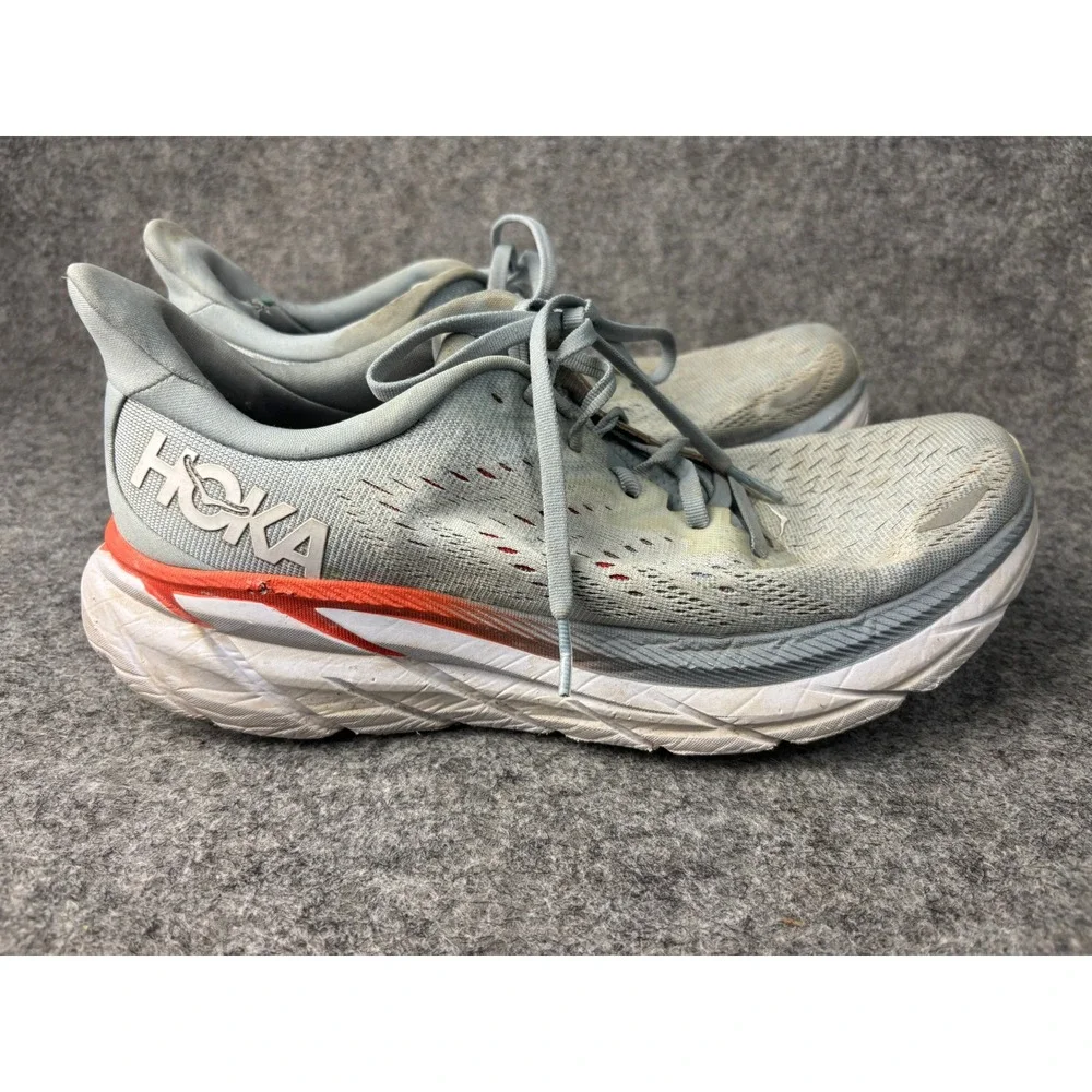 Hoka Clifton 8 Running Shoes Mens 10.5 Blue Orange Athletic Sneakers 1119393